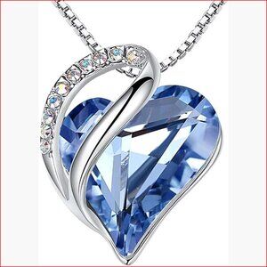 Silver Plated Crystal Heart Pendant Necklace with Adjustable Chain